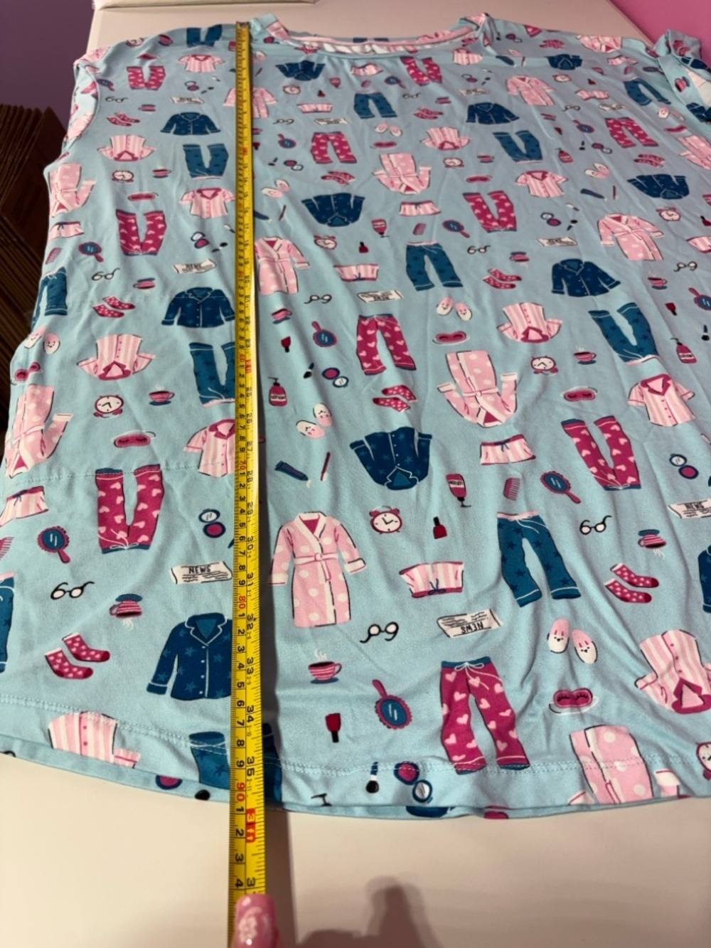Women’s Light Blue Sleep Shirt Nightgown/House Dress with Pockets - Picture 7 of 11